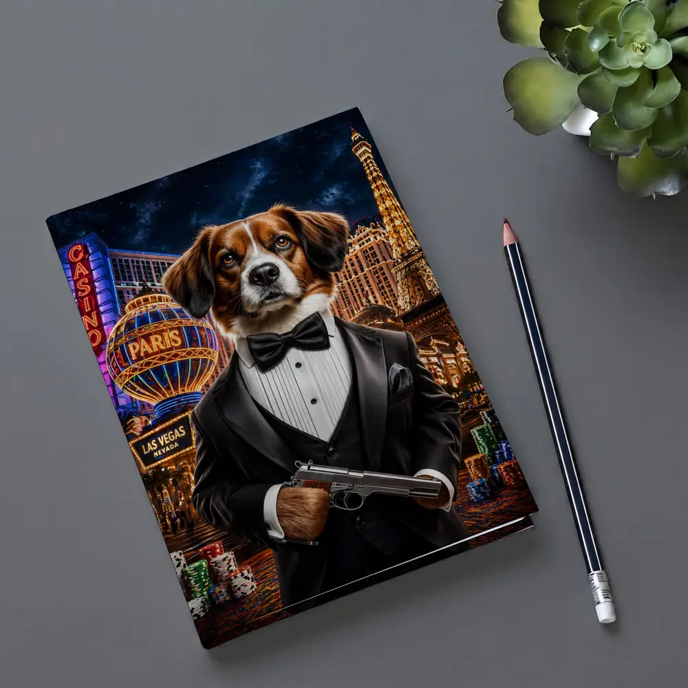 Tuxedo Dog Secret Agent Las Vegas Night – Notebooks