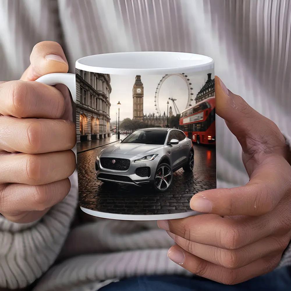 Jaguar E Pace Silver SUV London Streets – Mugs