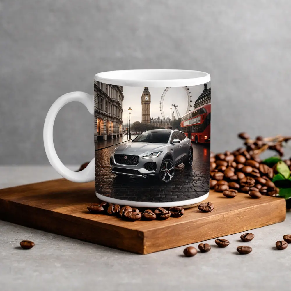Jaguar E Pace Silver SUV London Streets – Mugs