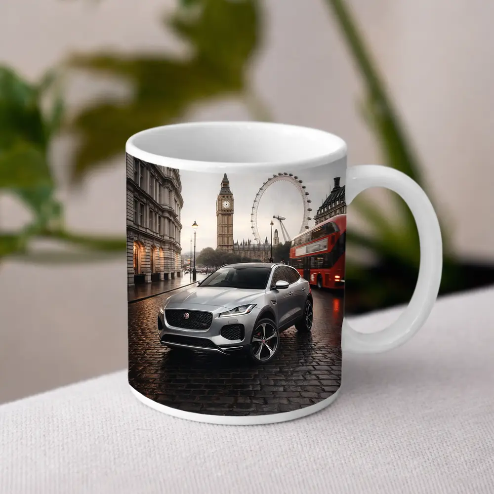 Jaguar E Pace Silver SUV London Streets – Mugs