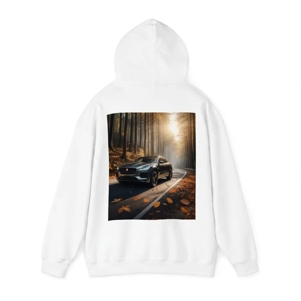 Jaguar E Pace Driving Through Autumn Forest – Hoodies