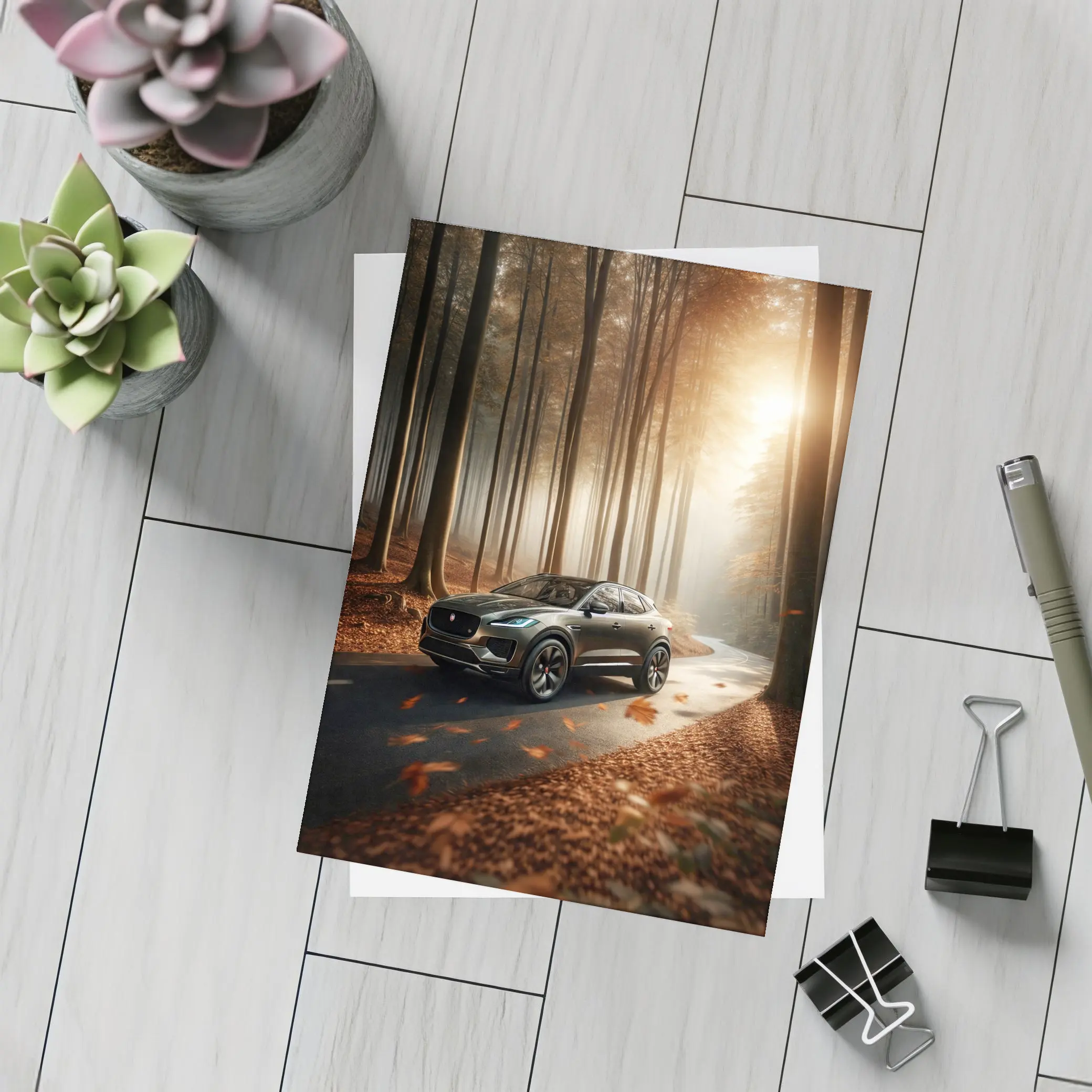 Jaguar E Pace Forest Road Autumn Drive – Postcards