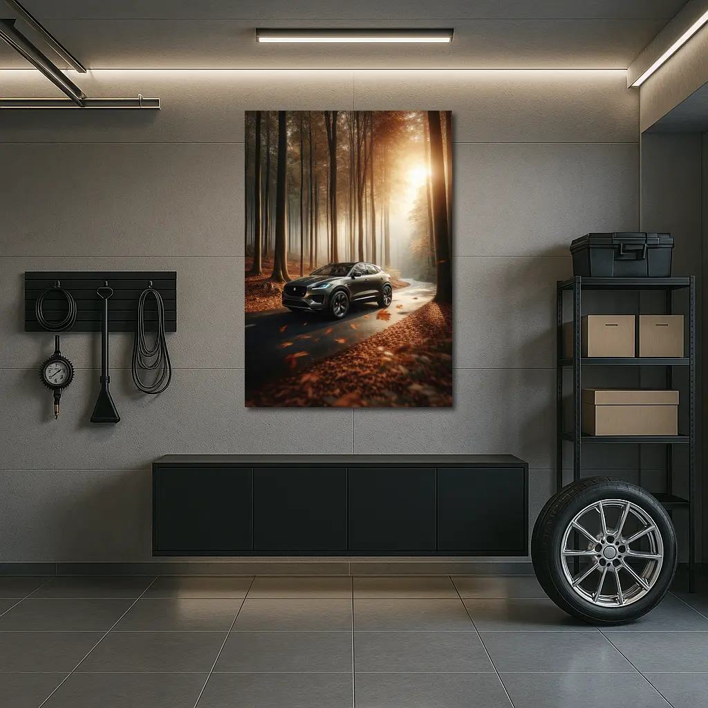 Jaguar E Pace Forest Road Autumn Drive – Wall Art