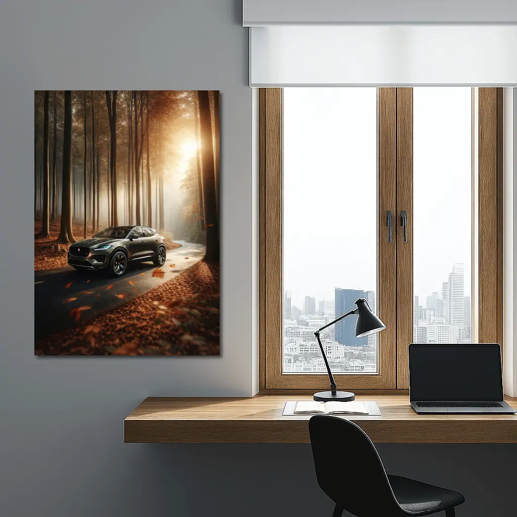 Jaguar E Pace Forest Road Autumn Drive – Wall Art