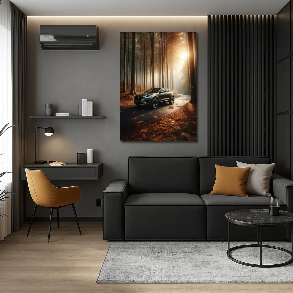Jaguar E Pace Forest Road Autumn Drive – Wall Art