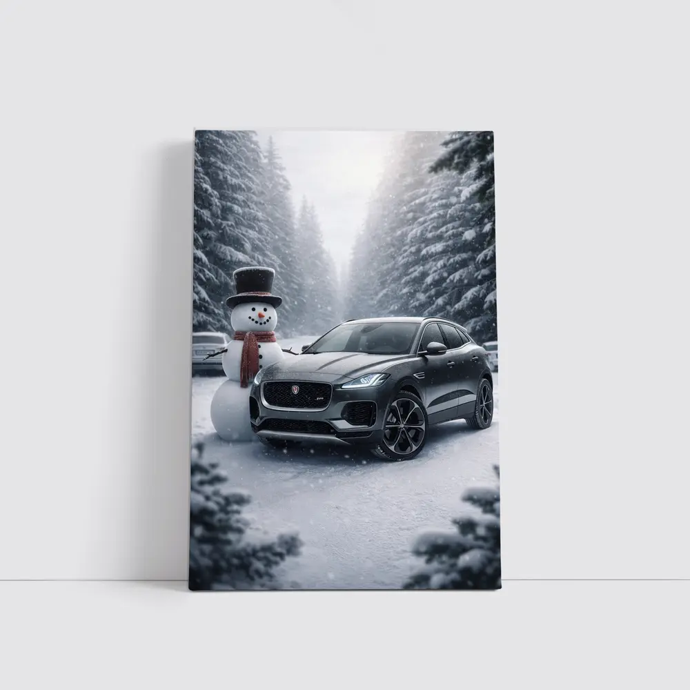Jaguar E Pace Parked in Snowy Forest – Wall Art
