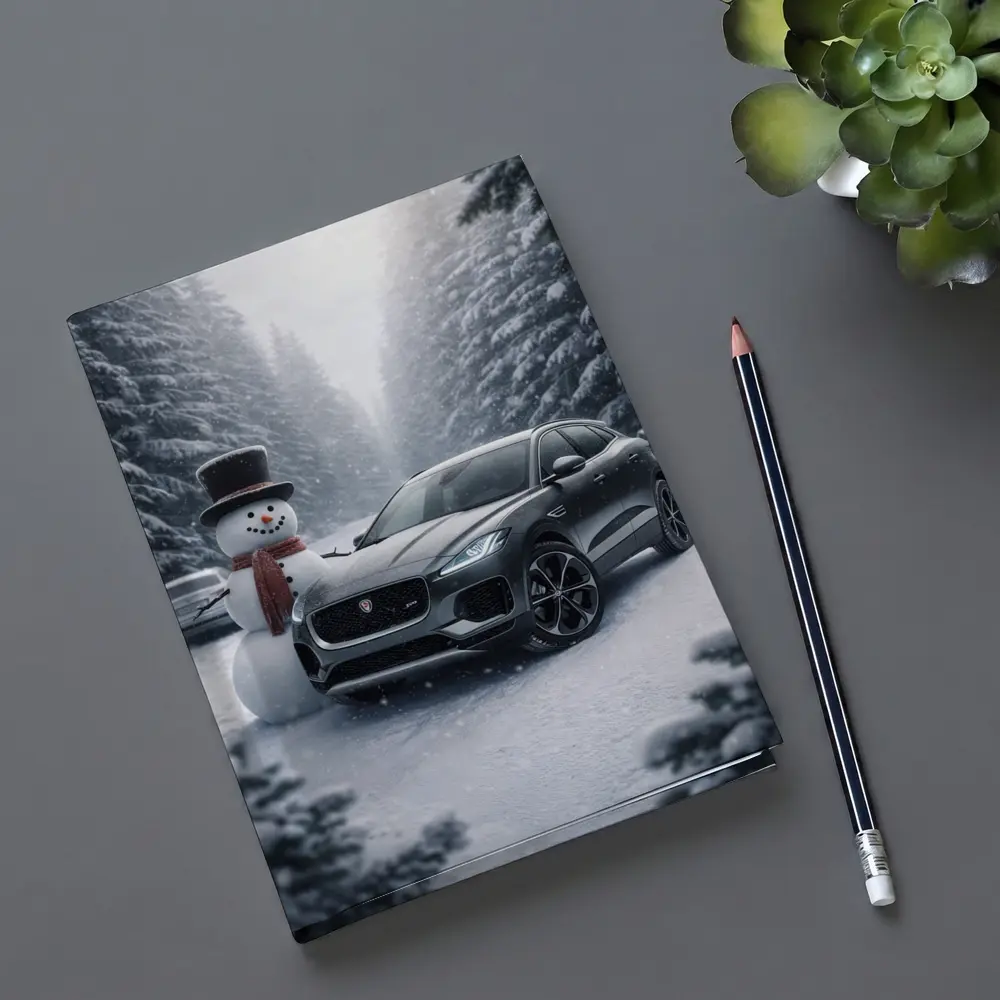 Jaguar E Pace Parked in Snowy Forest – Notebooks