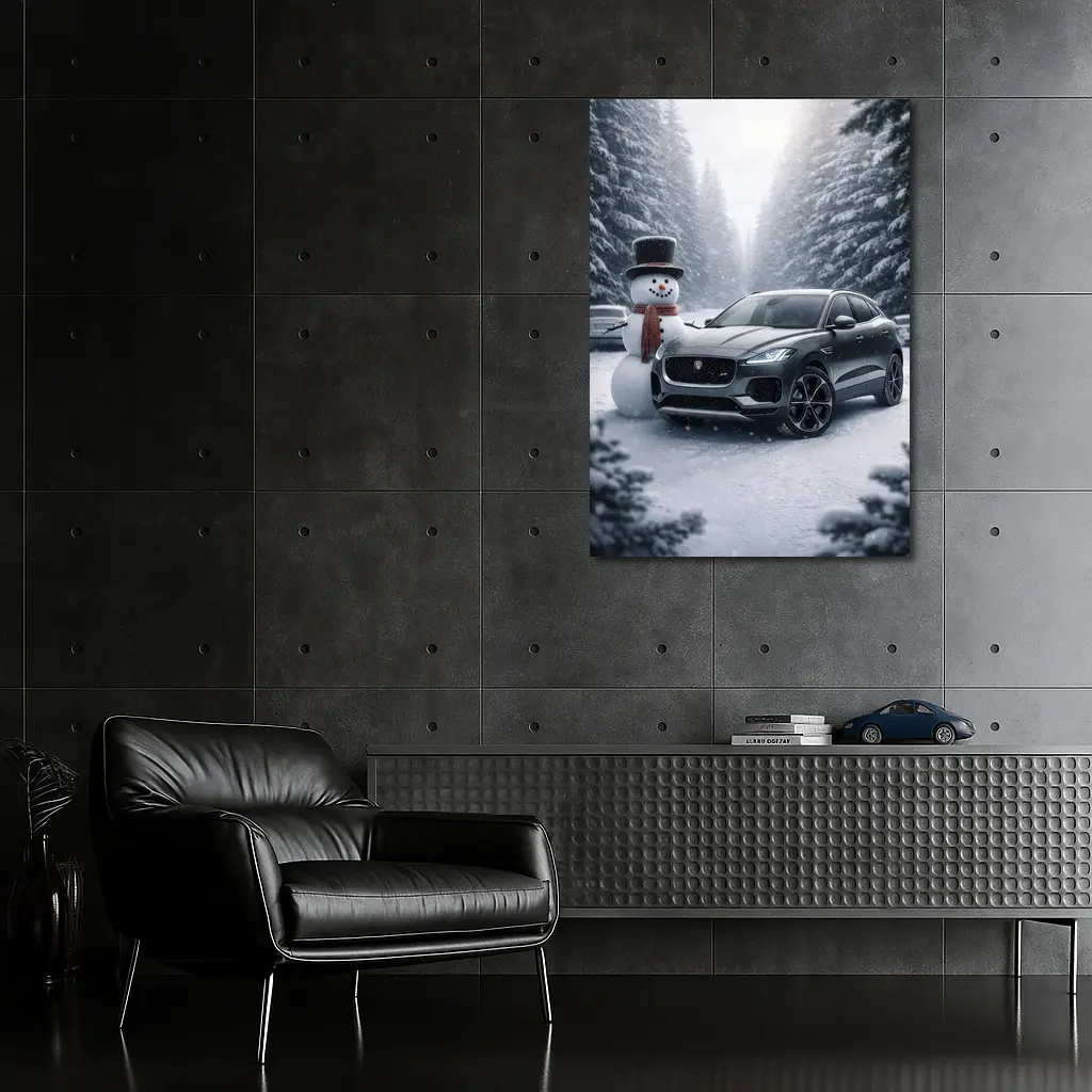 Jaguar E Pace Parked in Snowy Forest – Wall Art