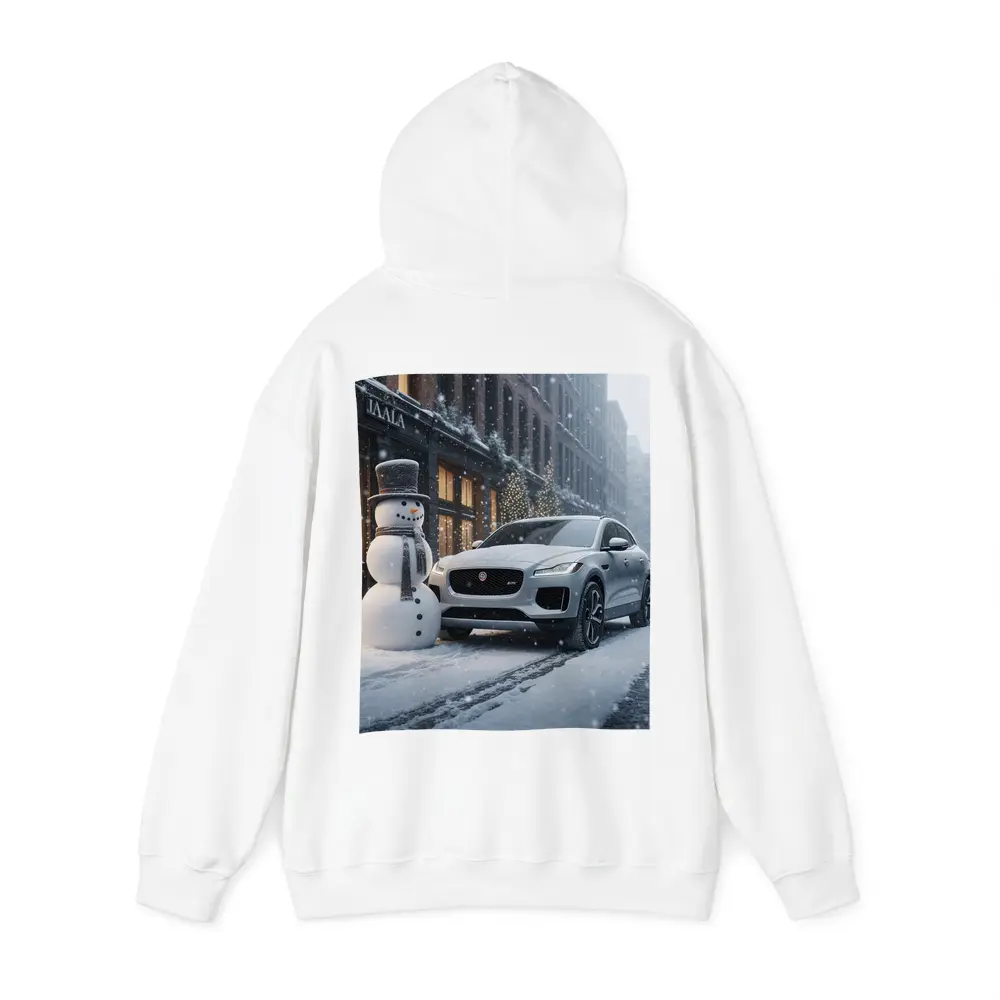 Jaguar E Pace Silver SUV Winter Snow Street – Hoodies