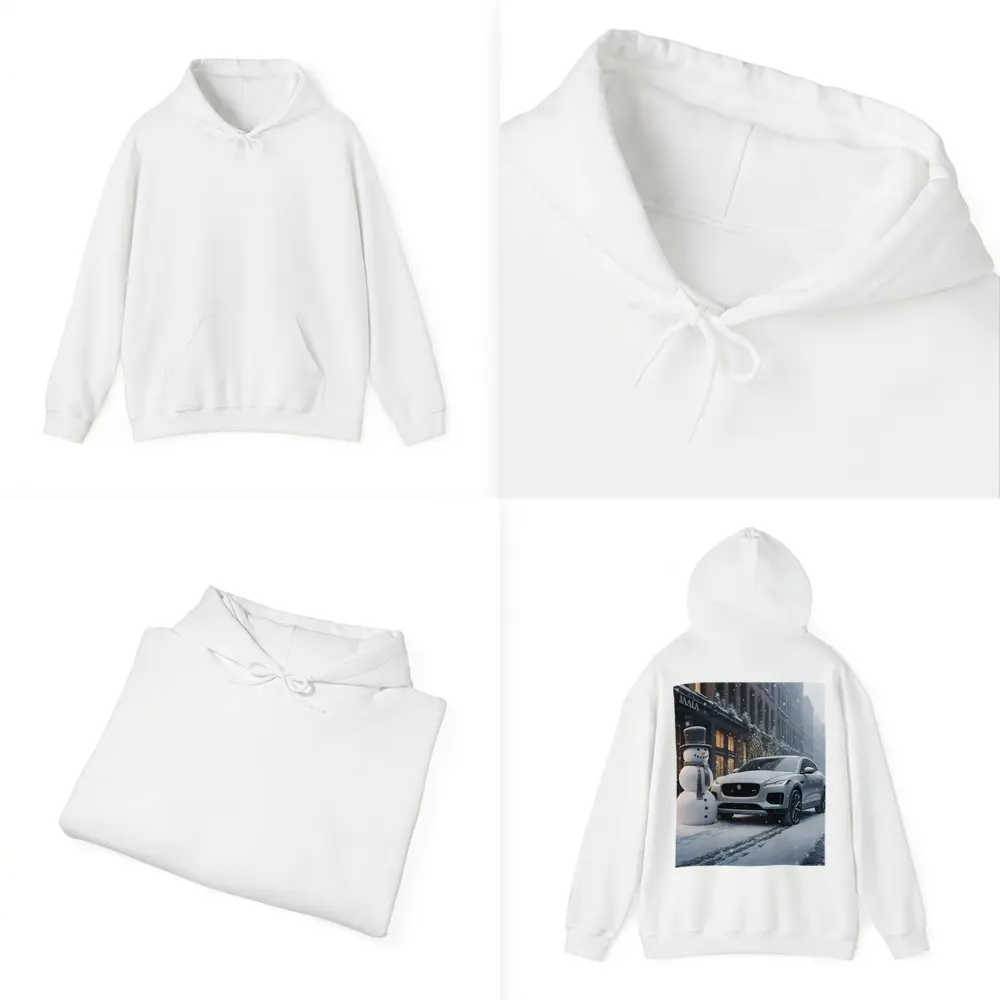 Jaguar E Pace Silver SUV Winter Snow Street – Hoodies