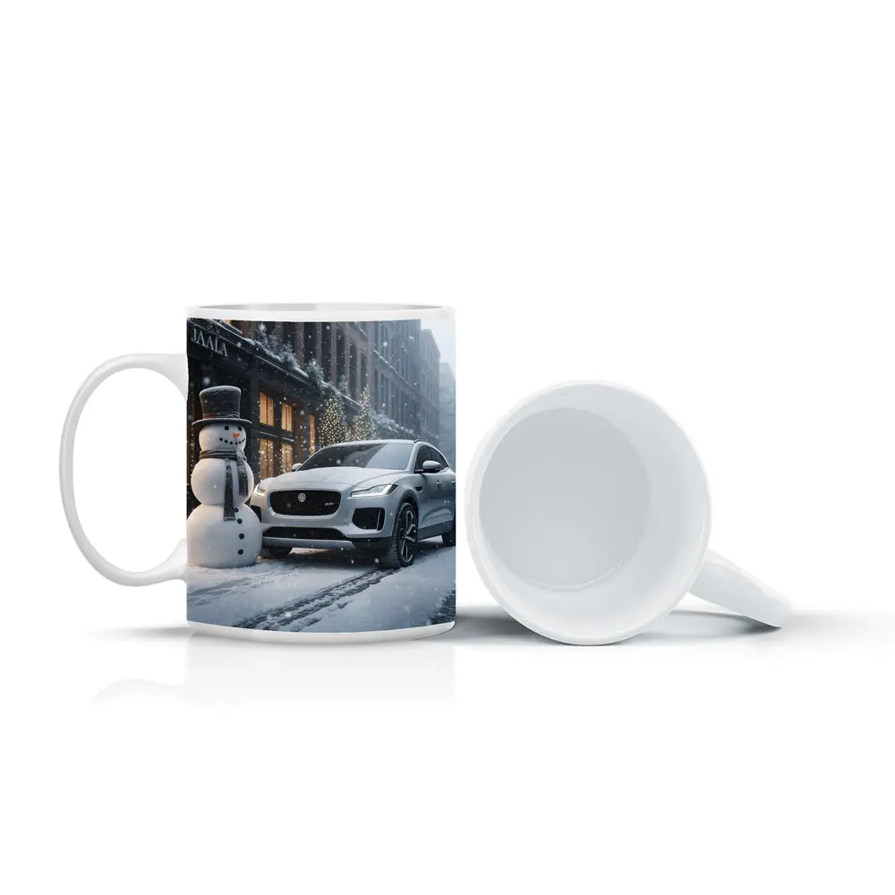 Jaguar E Pace Silver SUV Winter Snow Street – Mugs