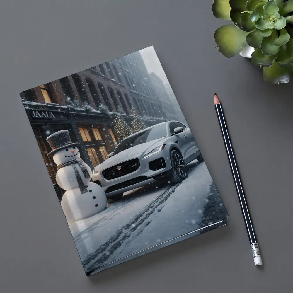 Jaguar E Pace Silver SUV Winter Snow Street – Notebooks