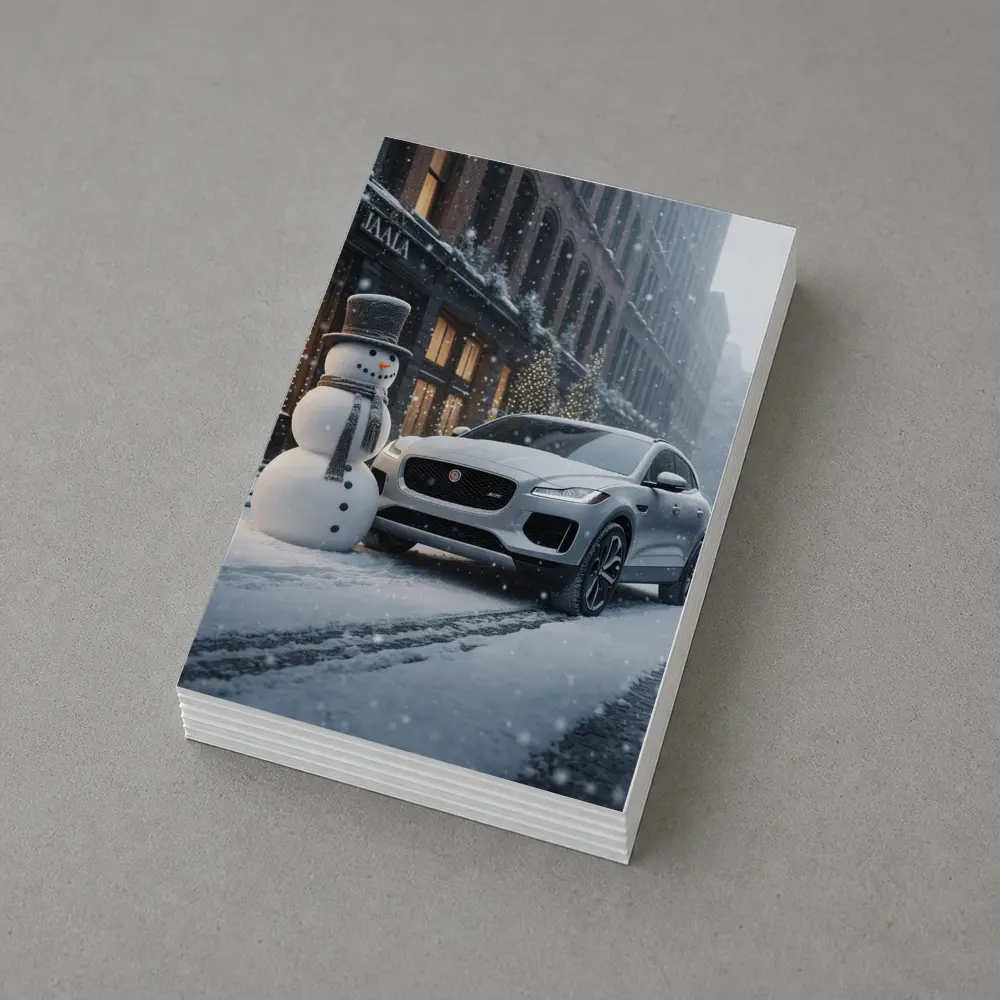 Jaguar E Pace Silver SUV Winter Snow Street – Postcards