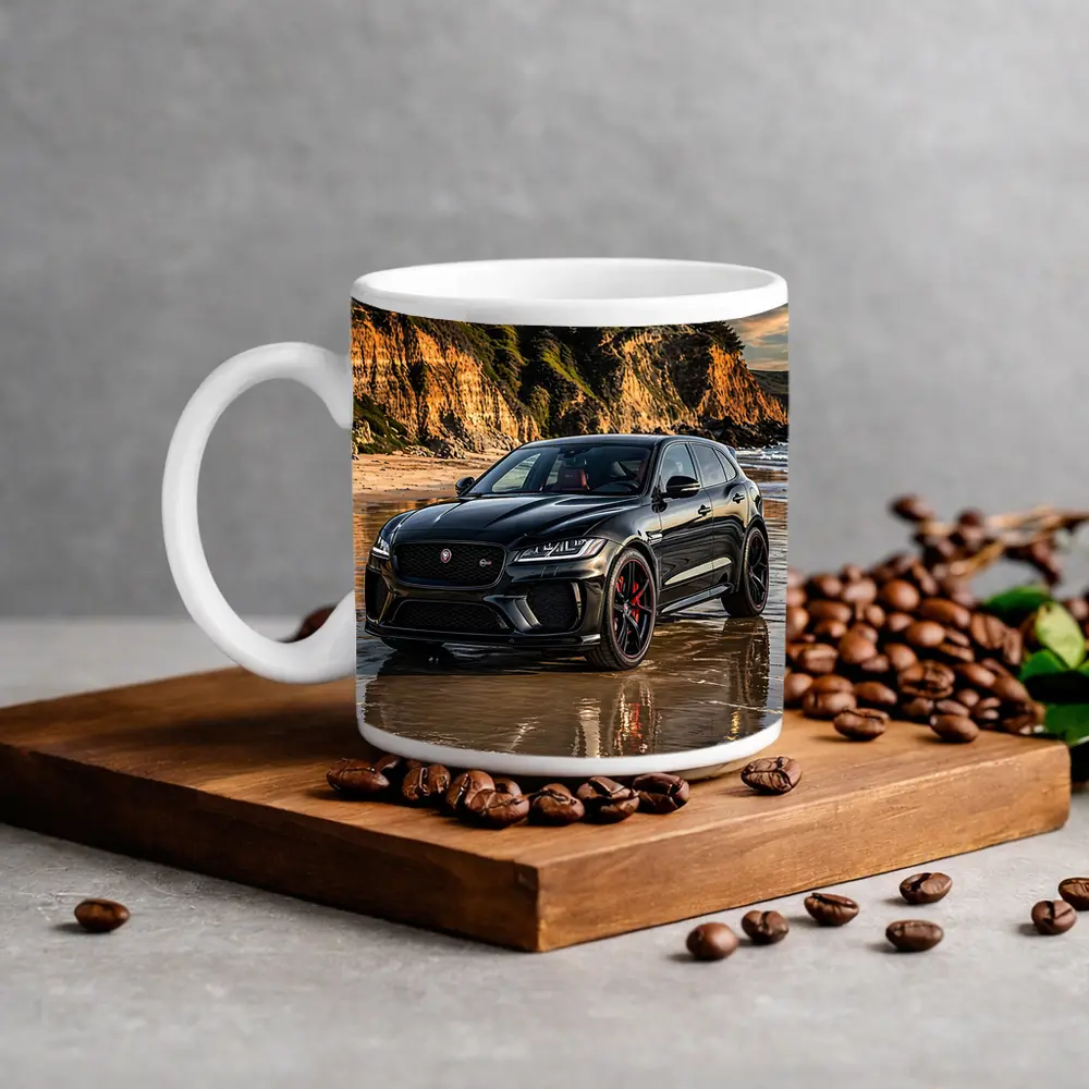 Jaguar F Pace SVR Black Beach Cliffs – Mugs