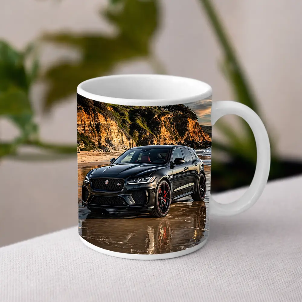 Jaguar F Pace SVR Black Beach Cliffs – Mugs