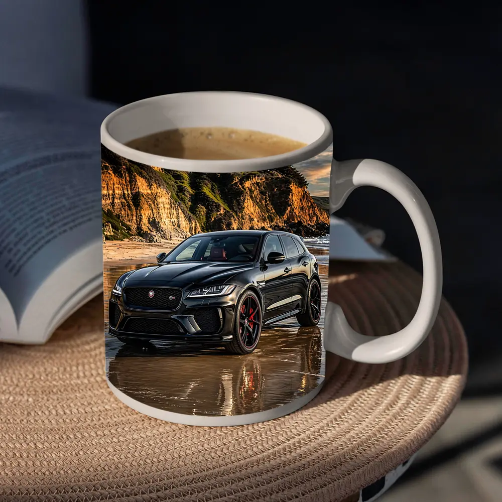 Jaguar F Pace SVR Black Beach Cliffs – Mugs