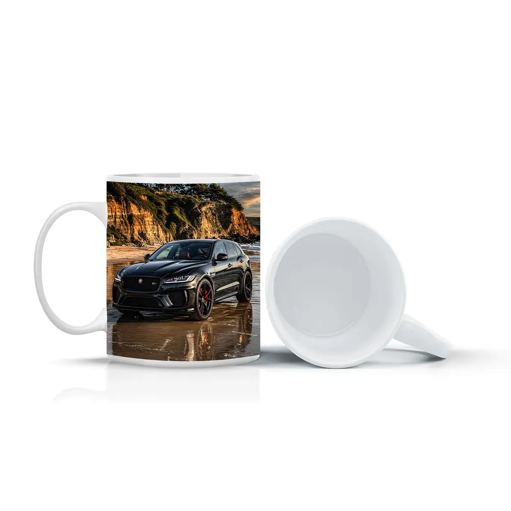 Jaguar F Pace SVR Black Beach Cliffs – Mugs
