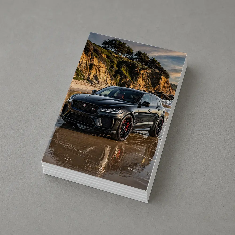 Jaguar F Pace SVR Black Beach Cliffs – Postcards