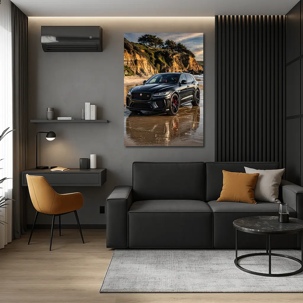 Jaguar F Pace SVR Black Beach Cliffs – Wall Art