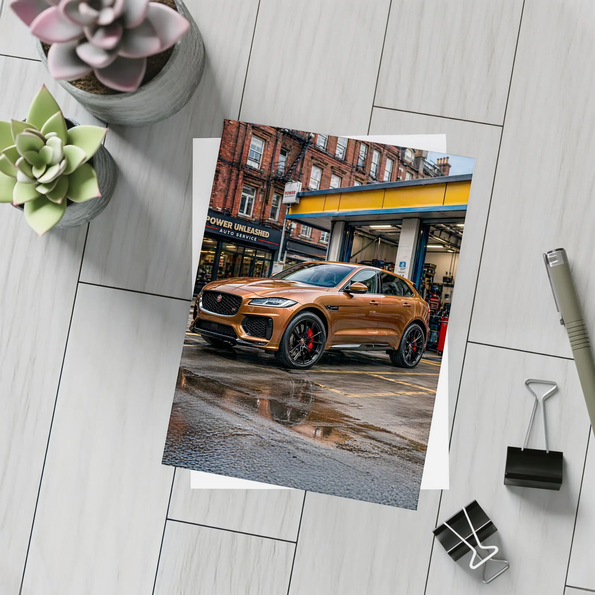 Jaguar F-Pace SVR Brown Auto Service Street – Postcards