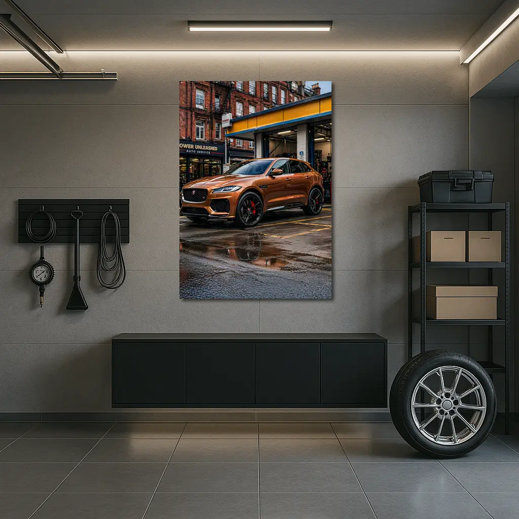 Jaguar F-Pace SVR Brown Auto Service Street – Wall Art