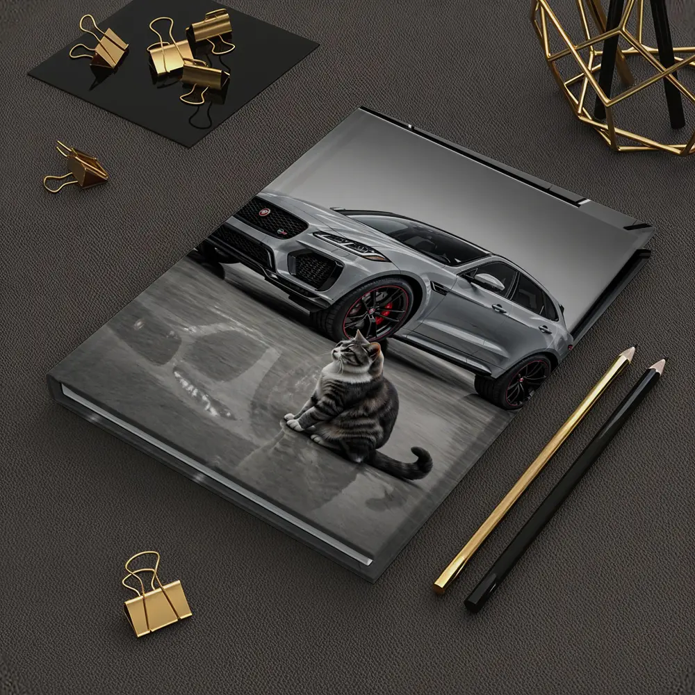 Jaguar F-Pace SVR Gray Showroom With Cat – Notebooks
