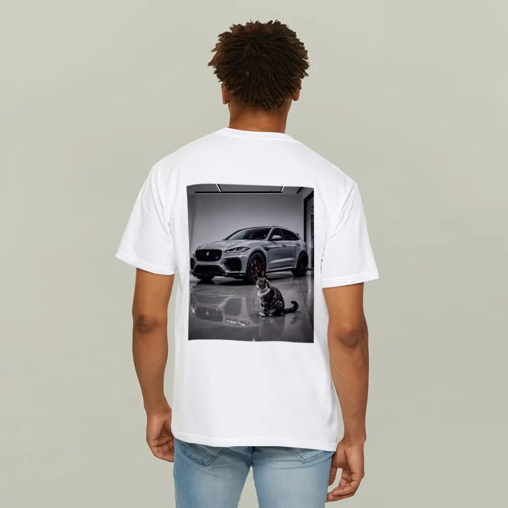 Jaguar F-Pace SVR Gray Showroom With Cat – T-Shirts