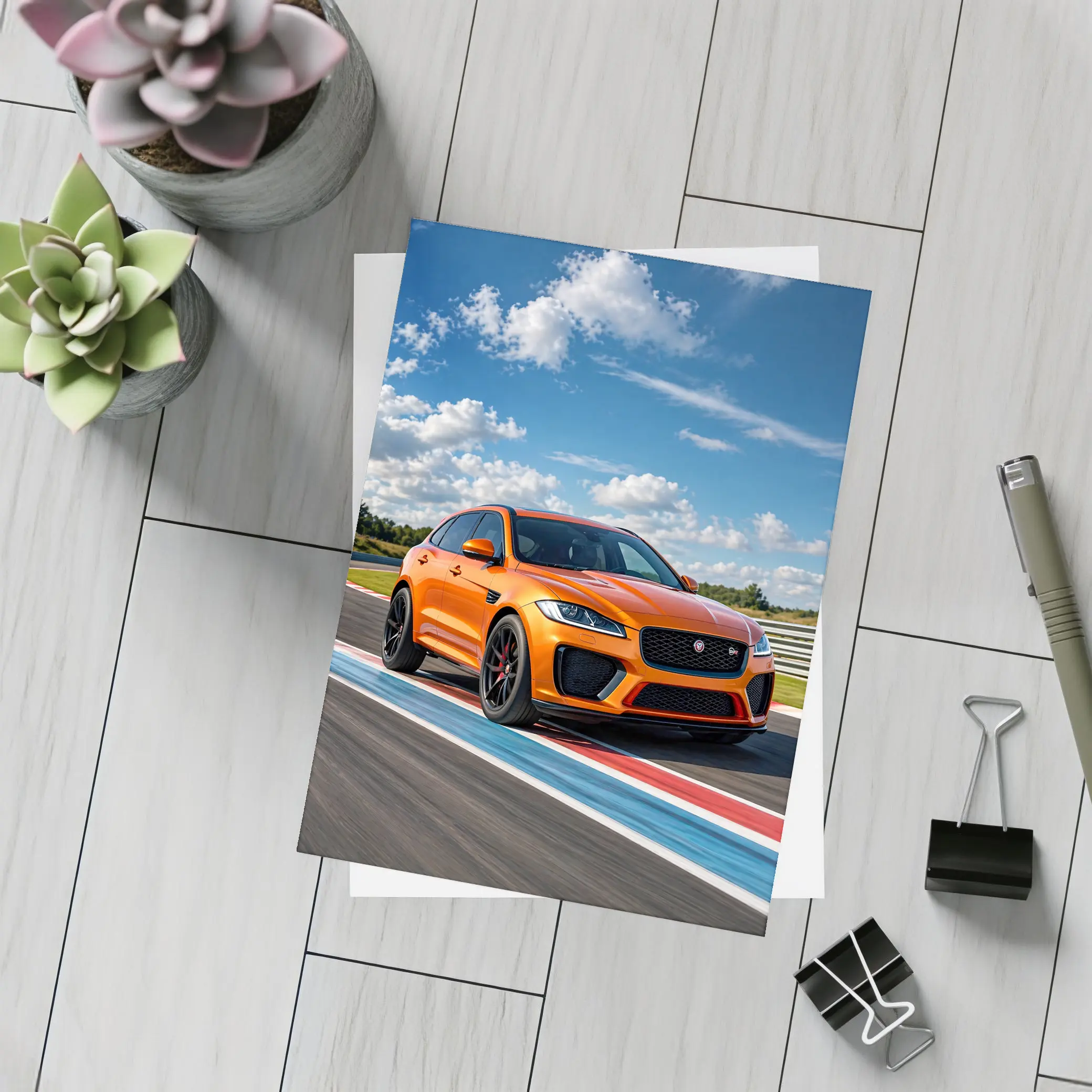 Jaguar F-Pace SVR Orange Racing Track – Postcards