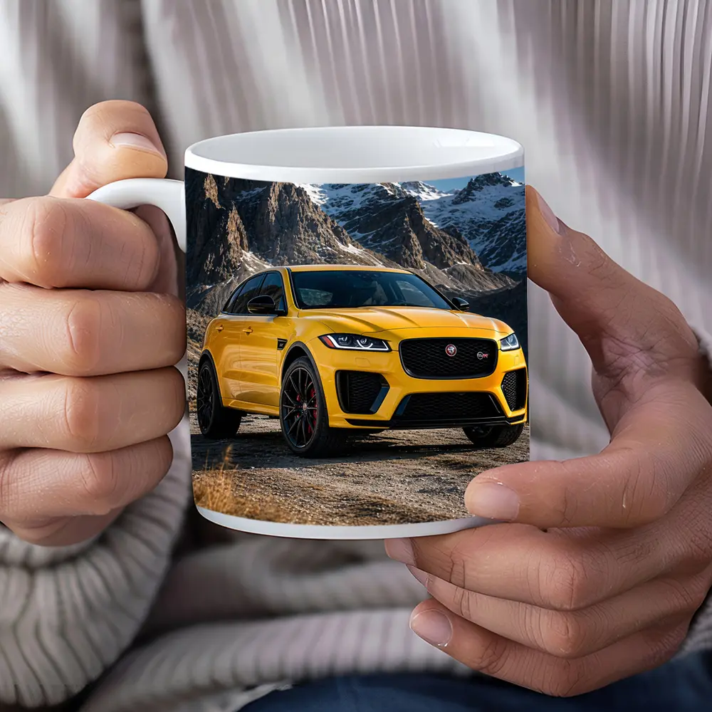 Jaguar F-Pace SVR Yellow Mountain Backdrop – Mugs
