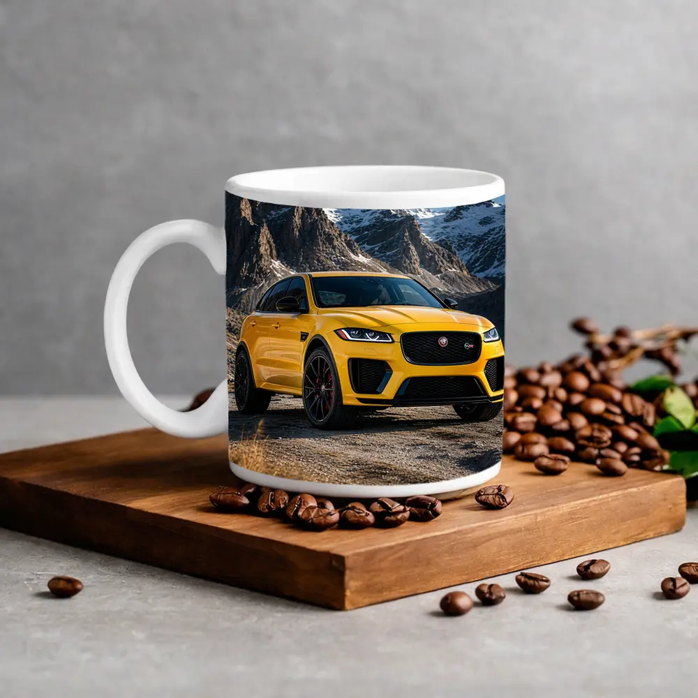 Jaguar F-Pace SVR Yellow Mountain Backdrop – Mugs