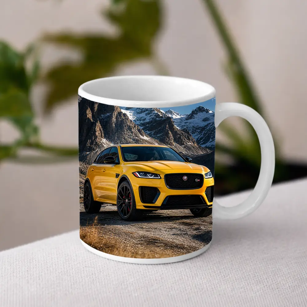 Jaguar F-Pace SVR Yellow Mountain Backdrop – Mugs