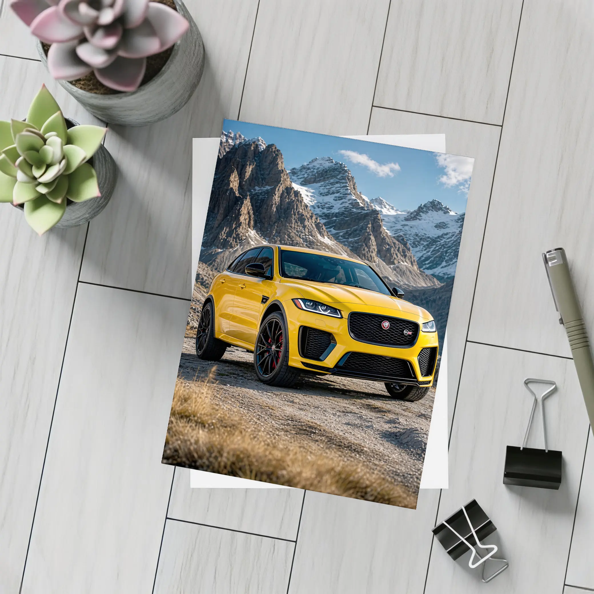 Jaguar F-Pace SVR Yellow Mountain Backdrop – Postcards