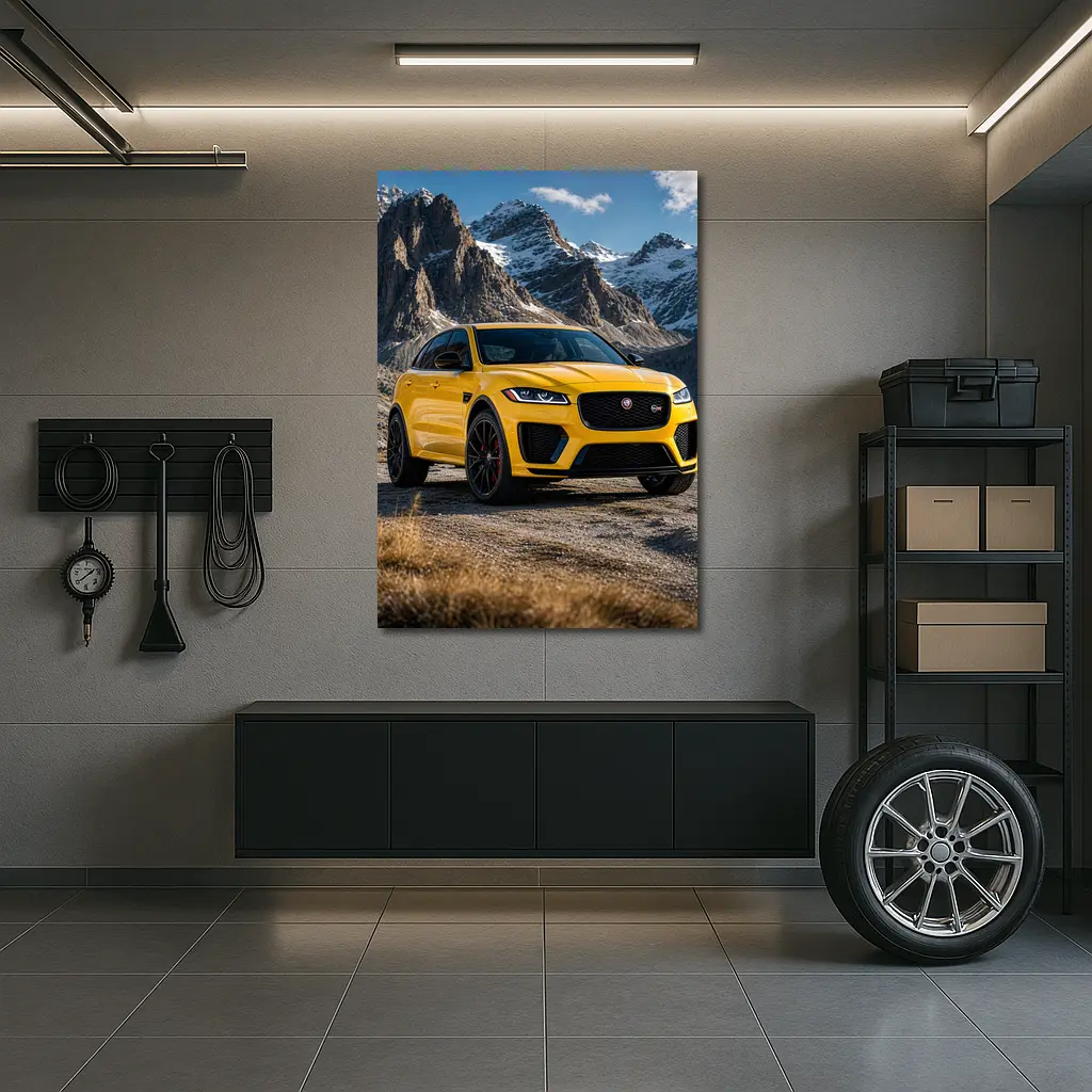 Jaguar F-Pace SVR Yellow Mountain Backdrop – Wall Art