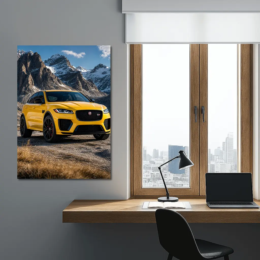 Jaguar F-Pace SVR Yellow Mountain Backdrop – Wall Art