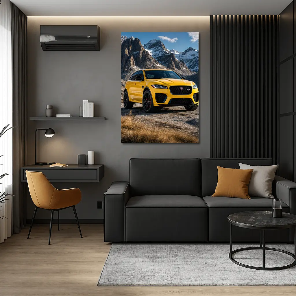 Jaguar F-Pace SVR Yellow Mountain Backdrop – Wall Art