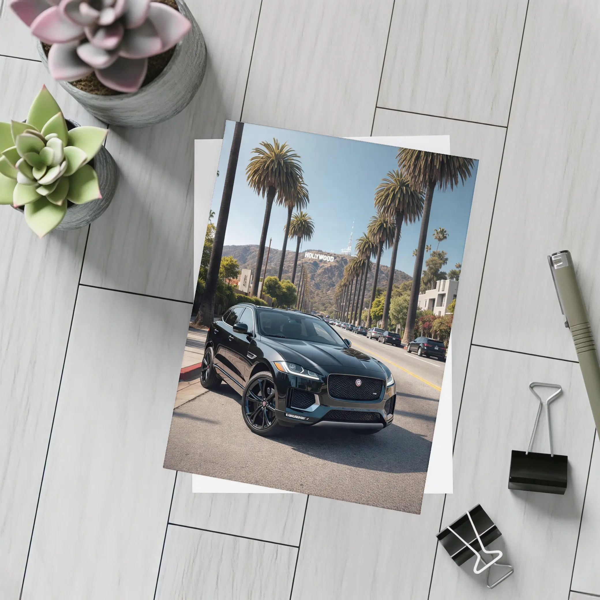 Jaguar F Pace Black Hollywood Los Angeles – Postcards
