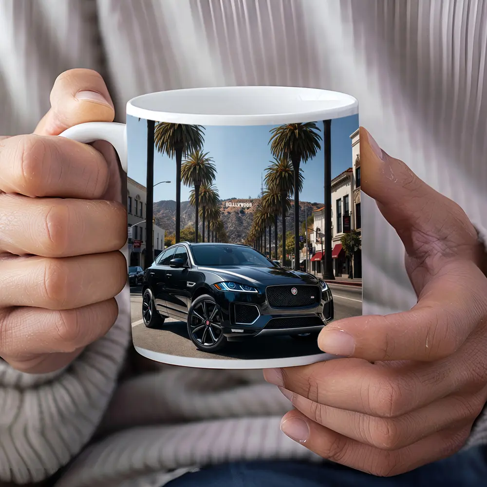 Jaguar F Pace Black Hollywood Street Scene – Mugs