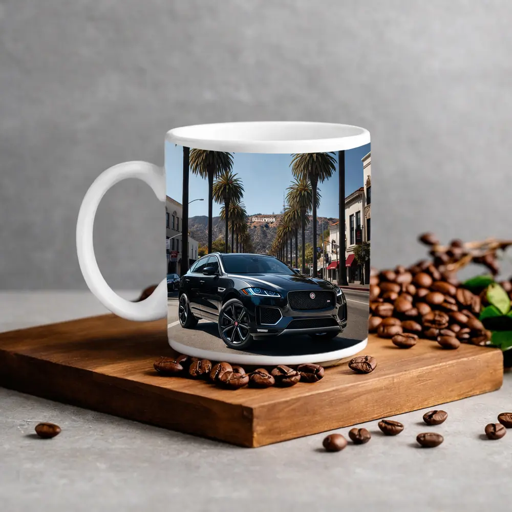 Jaguar F Pace Black Hollywood Street Scene – Mugs
