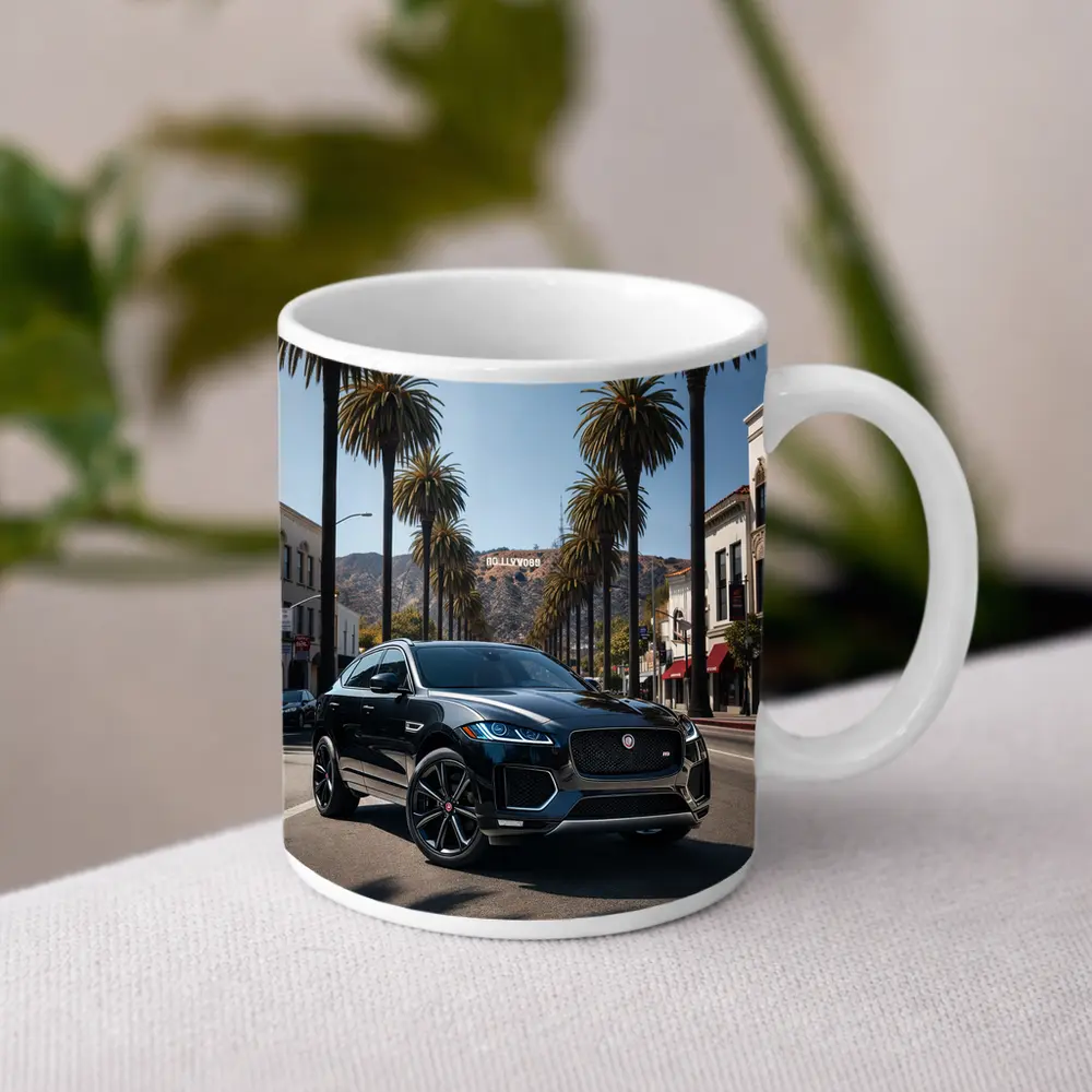 Jaguar F Pace Black Hollywood Street Scene – Mugs