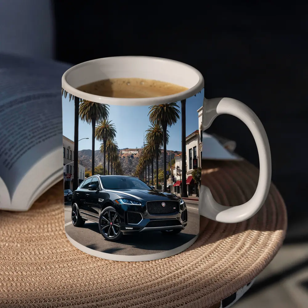 Jaguar F Pace Black Hollywood Street Scene – Mugs