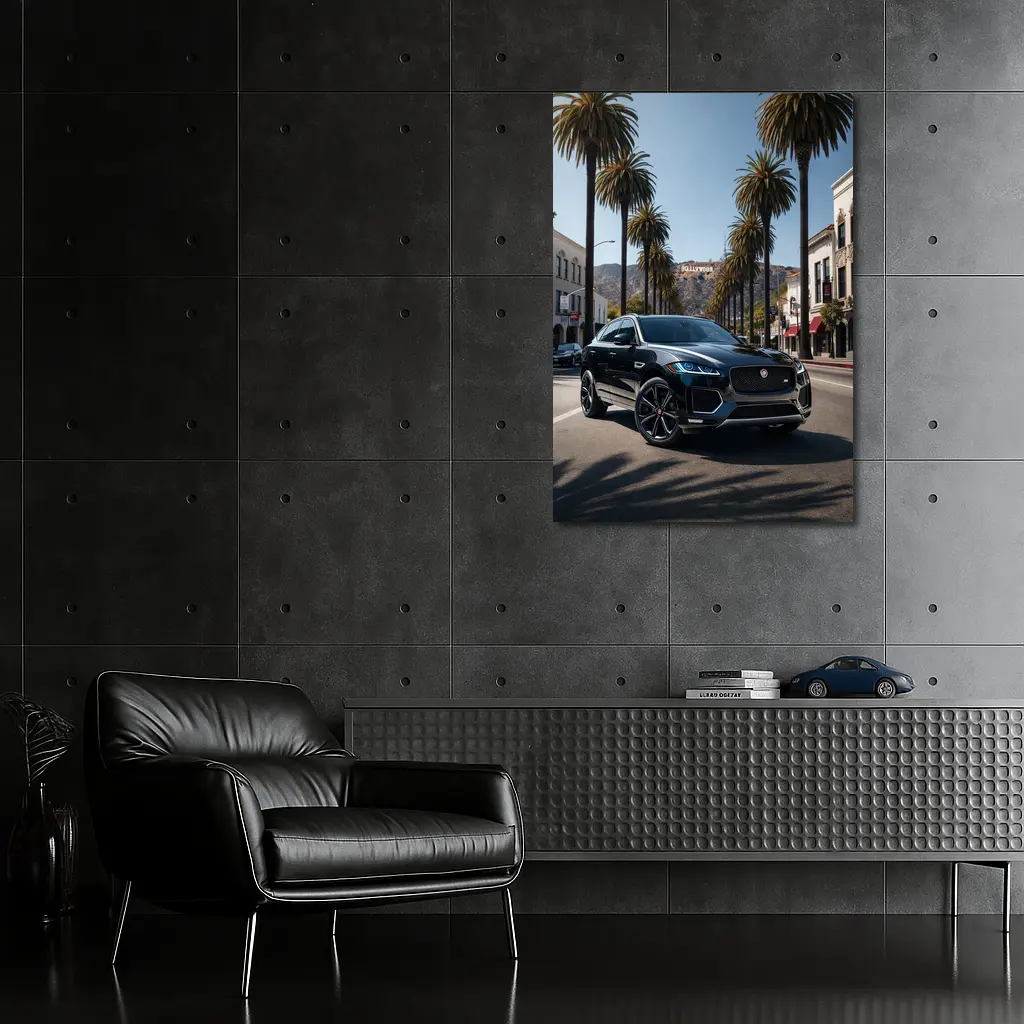 Jaguar F Pace Black Hollywood Street Scene – Wall Art