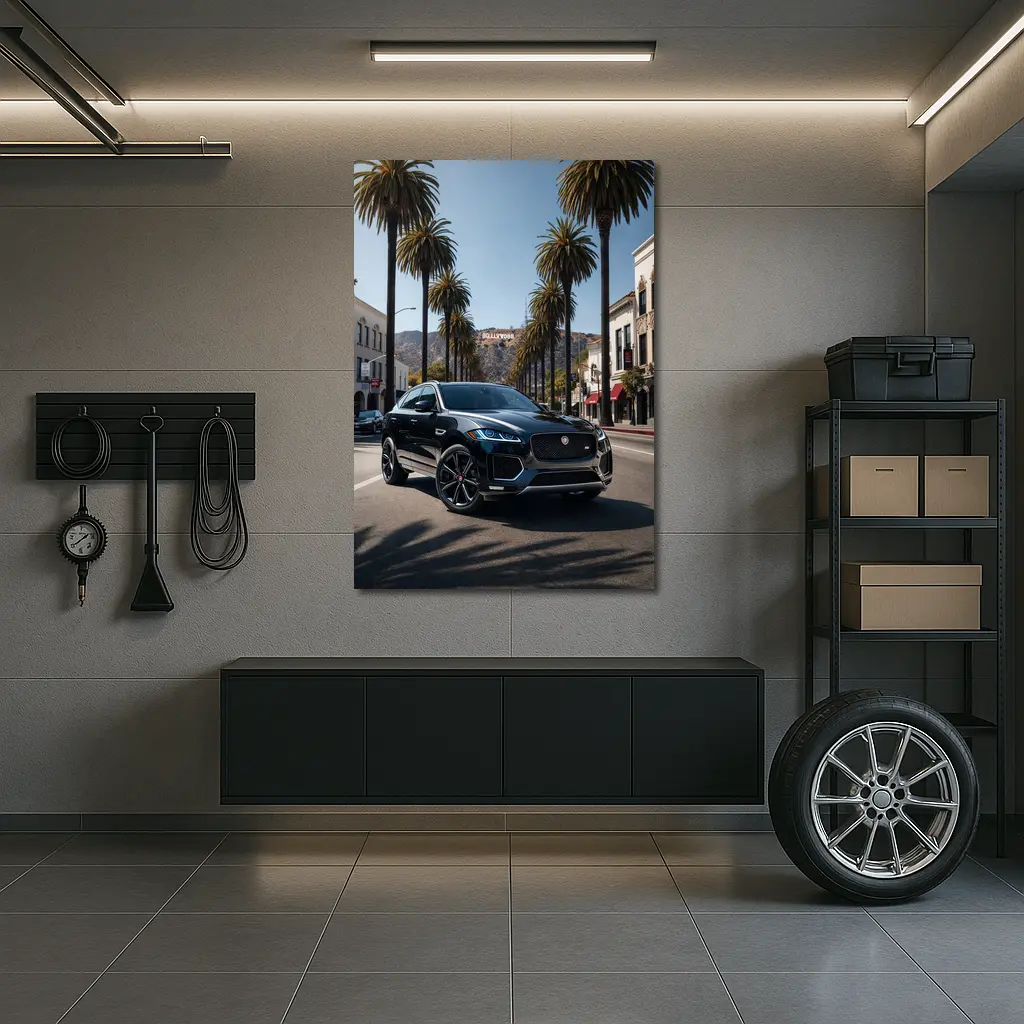 Jaguar F Pace Black Hollywood Street Scene – Wall Art