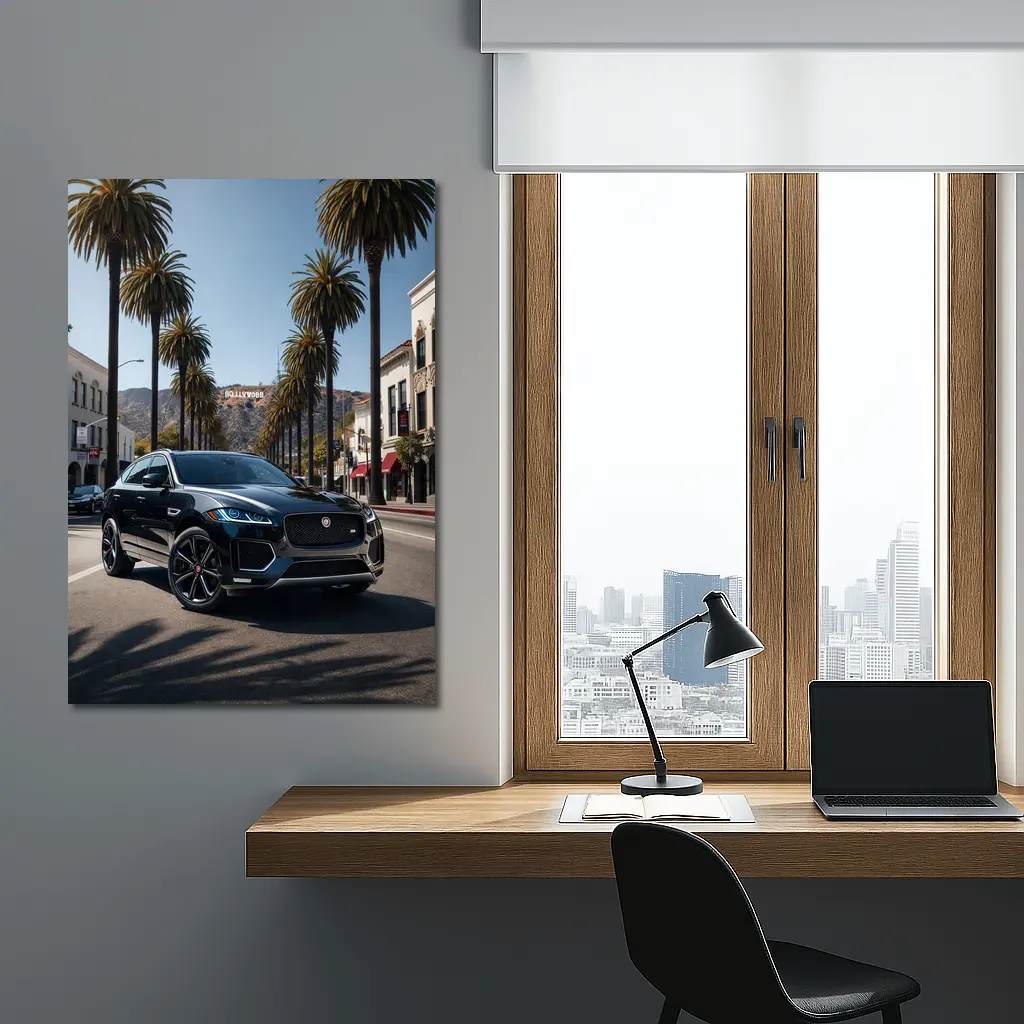 Jaguar F Pace Black Hollywood Street Scene – Wall Art