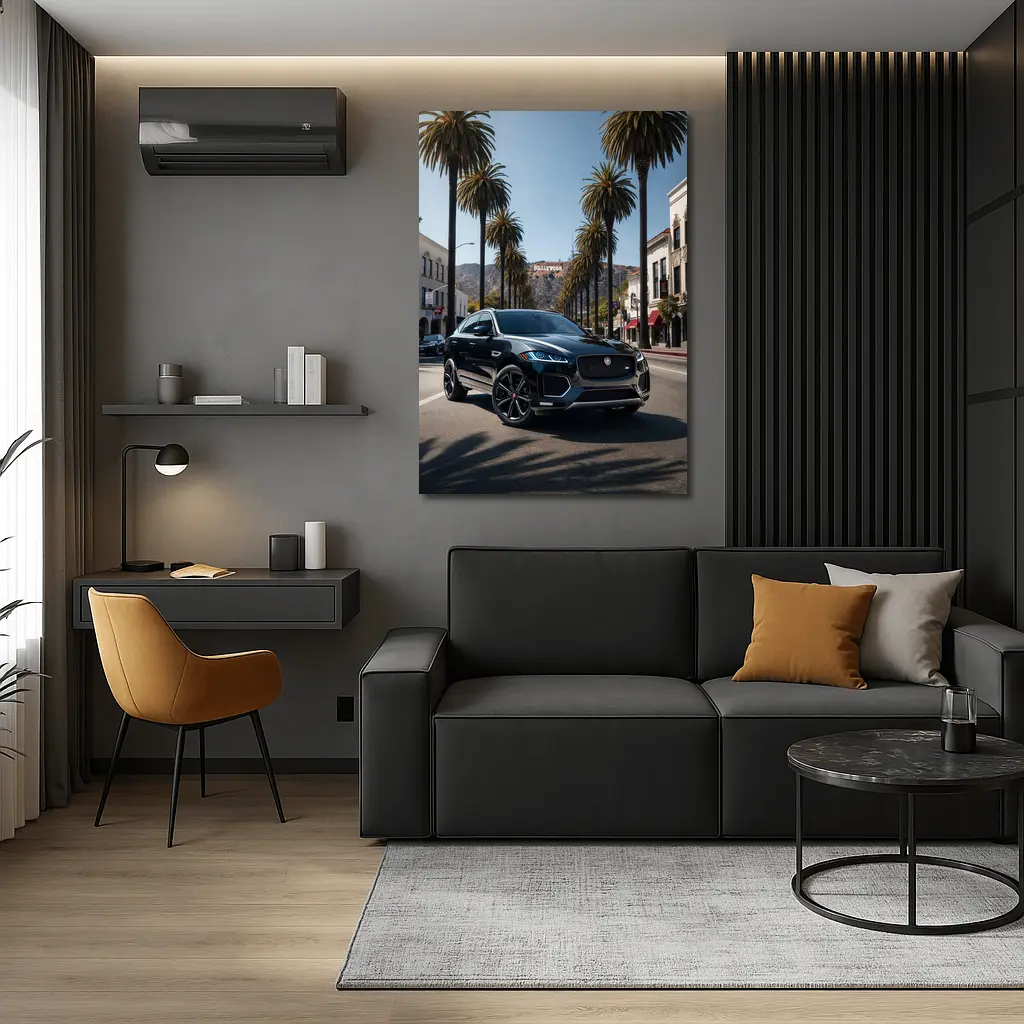 Jaguar F Pace Black Hollywood Street Scene – Wall Art