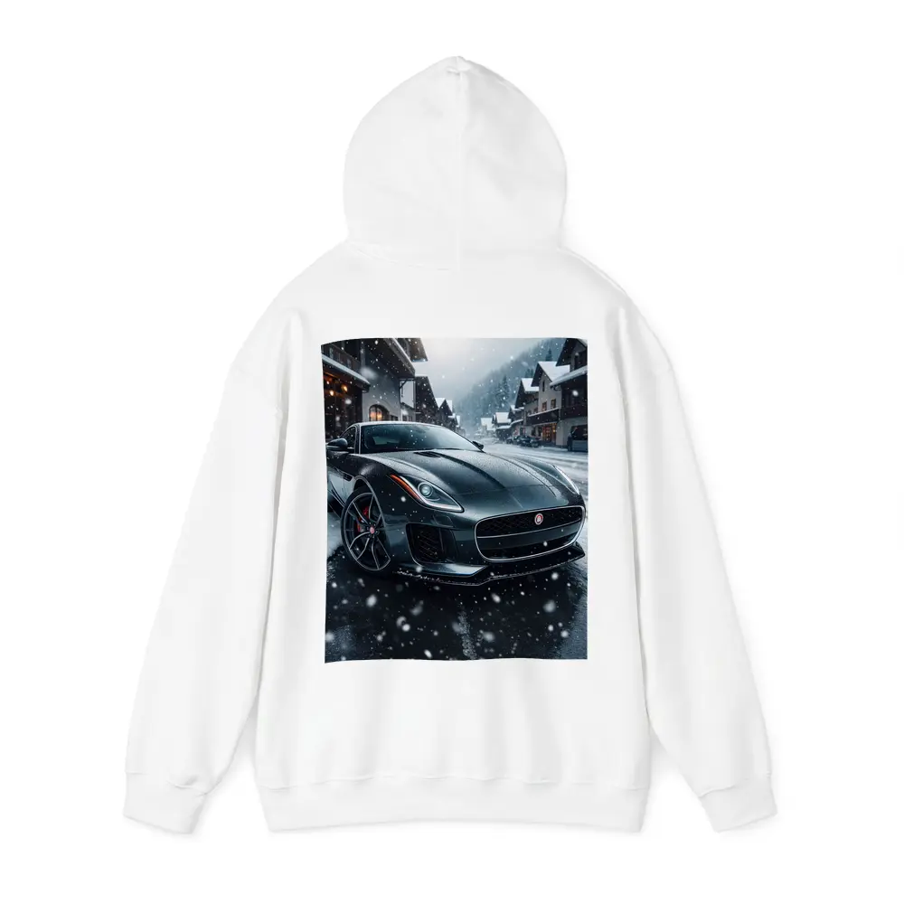 Jaguar F-Type Grey Coupe Snowy Village – Hoodies