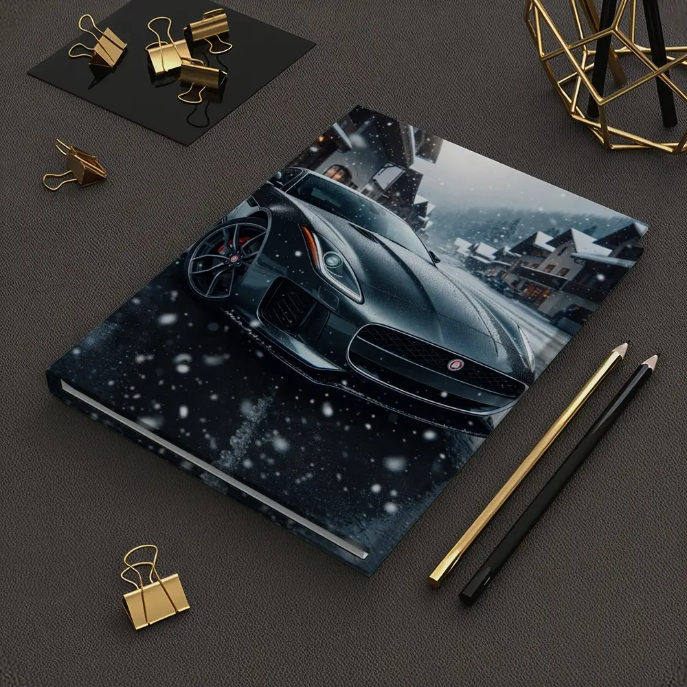 Jaguar F-Type Grey Coupe Snowy Village – Notebooks