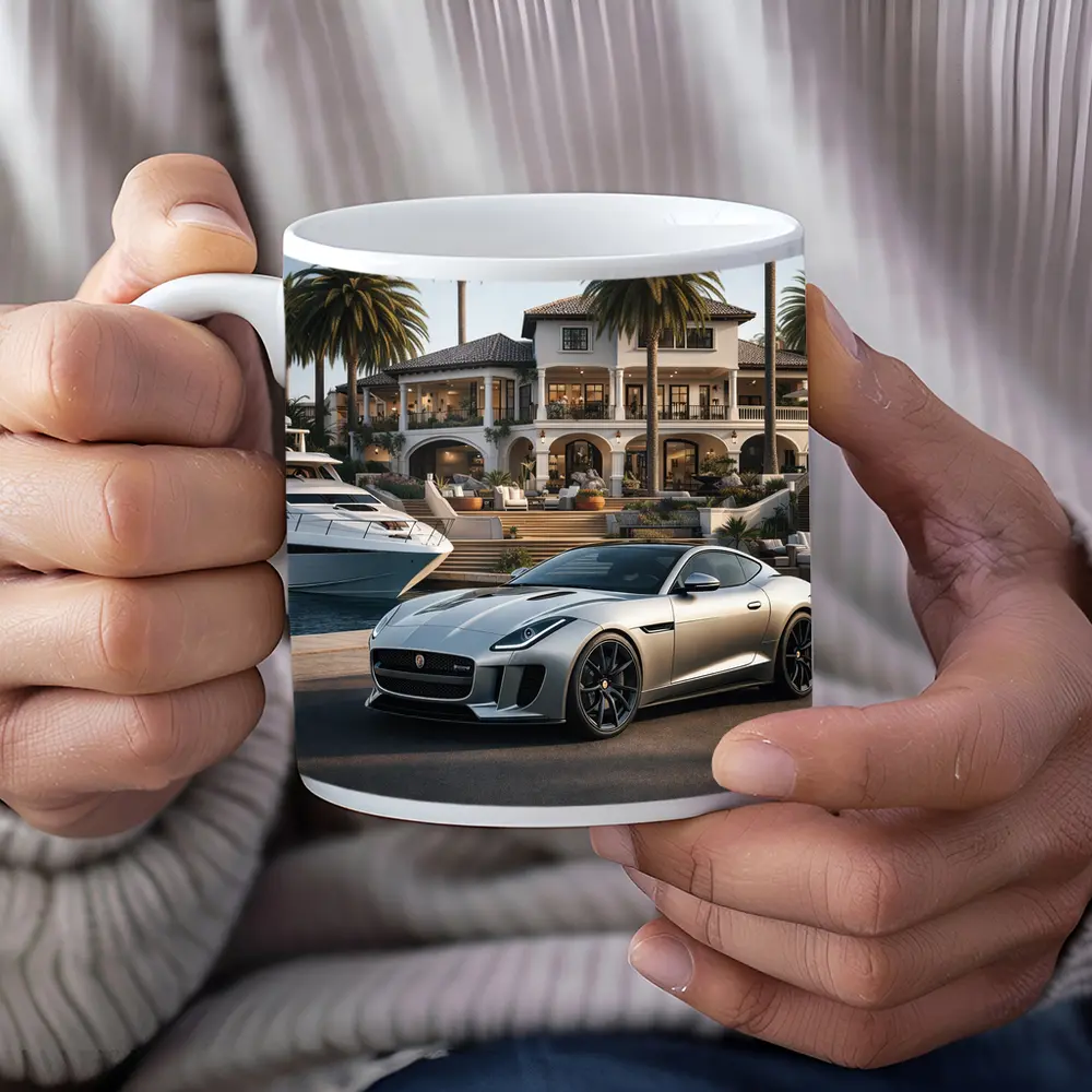 Jaguar F-Type Silver Luxury Mansion Waterfront – Mugs