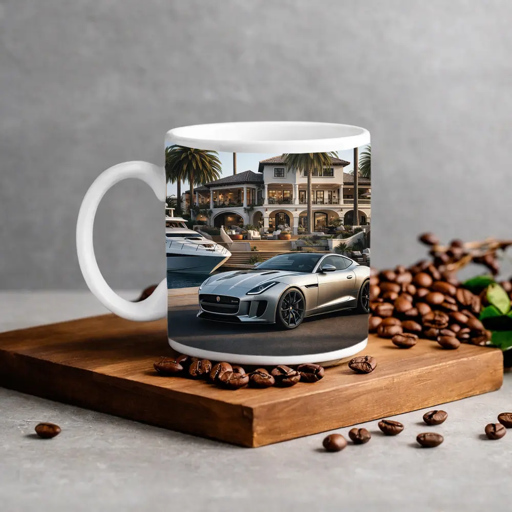 Jaguar F-Type Silver Luxury Mansion Waterfront – Mugs