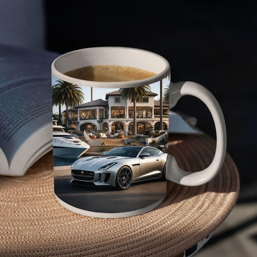 Jaguar F-Type Silver Luxury Mansion Waterfront – Mugs