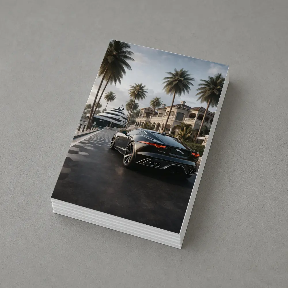Jaguar F Type Black Mansion Palm Trees – Postcards